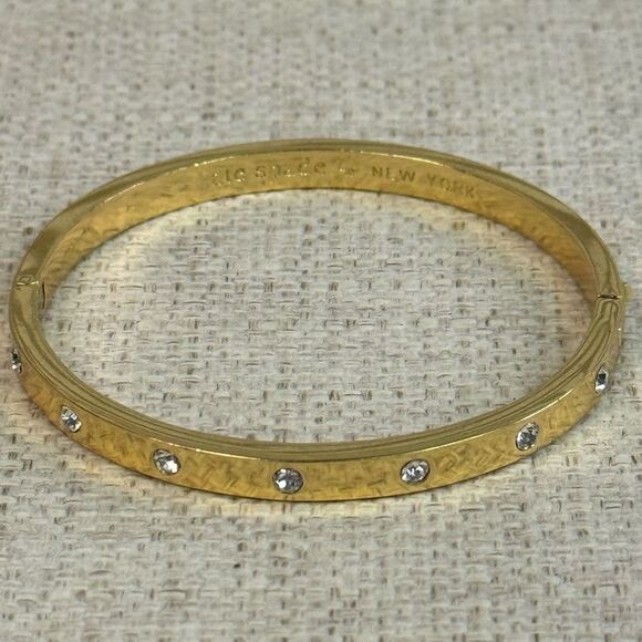 Kate Spade Black Gold Crystal Hinged Bracelets Set of 2 - Picture 5 of 6